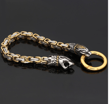 Vikings Snake Head Stainless Steel Bracelet