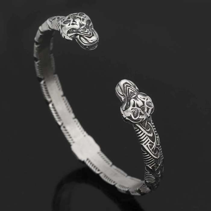 Vikings Wolf Headed Stainless Steel Bracelet