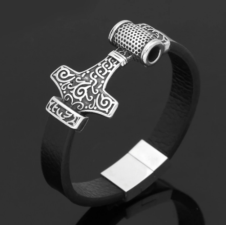 Vikings Mjolnir Leather Bracelet