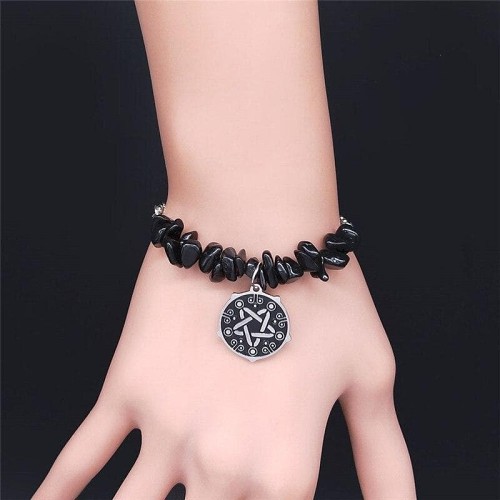 Wiccan Inverted Pentagram Stainless Steel Bracelet
