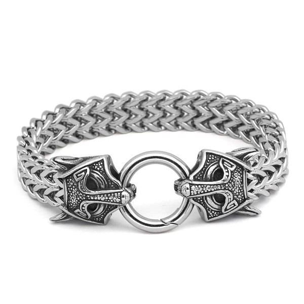Vikings Wolf Charm Stainless Steel Bracelet