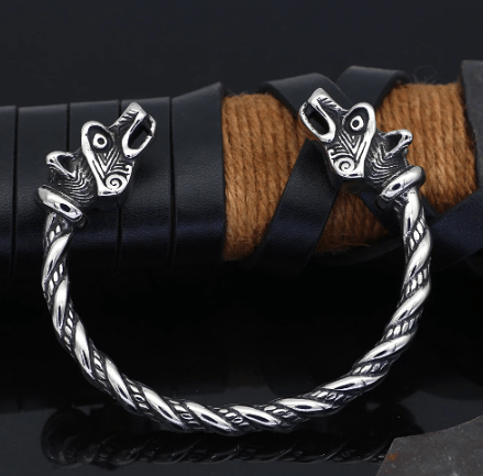Viking Fenrir Head Stainless Steel Bracelet