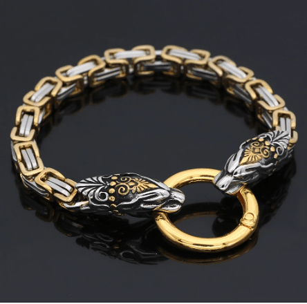 Vikings Snake Head Stainless Steel Bracelet