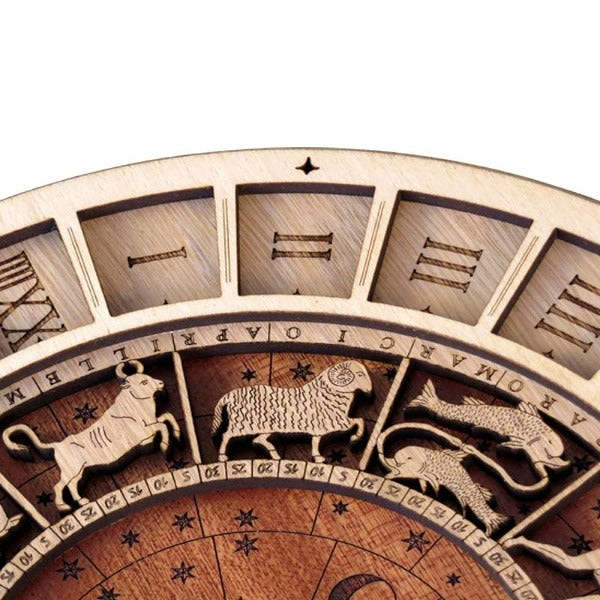 12 Constellations Wooden Wall Clock