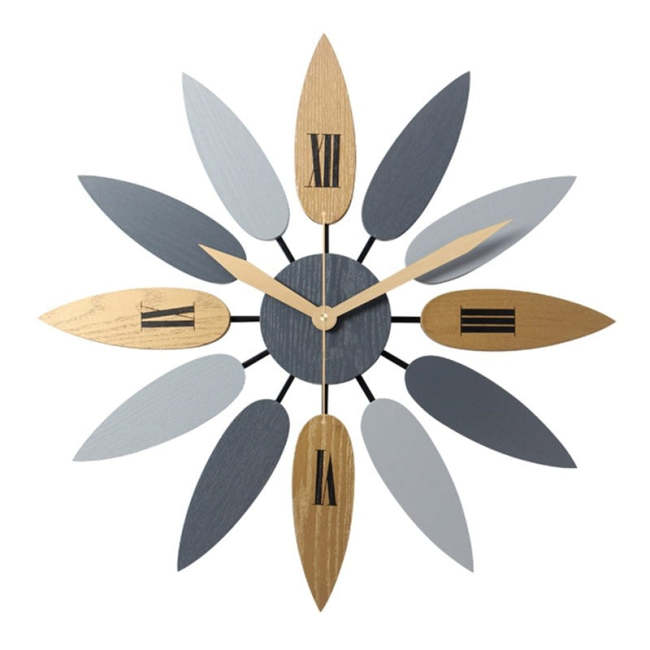 Nordic Wooden Leaf Wall Clock