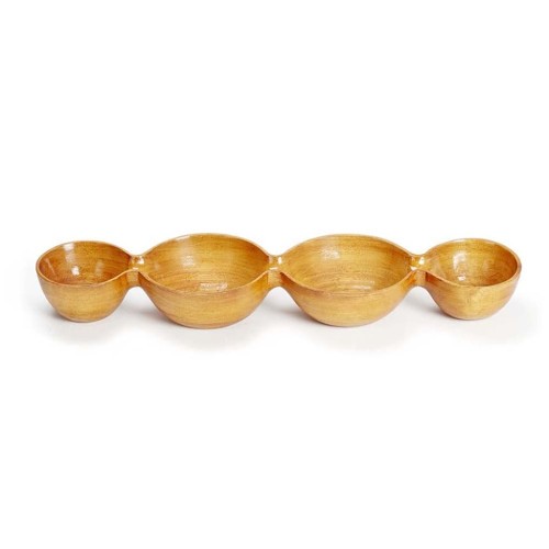 African Hand Carved Wooden 4 Bowls Serveware