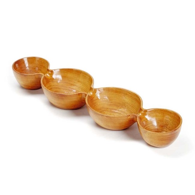 African Hand Carved Wooden 4 Bowls Serveware