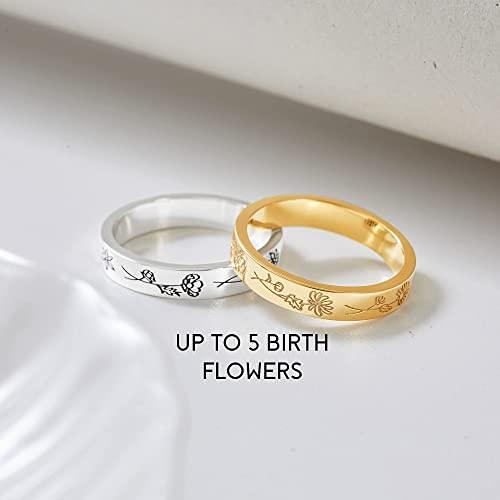 Birth Month Flowers Ring, Family Floral Ring, Gift for Mom,Mother Ring
