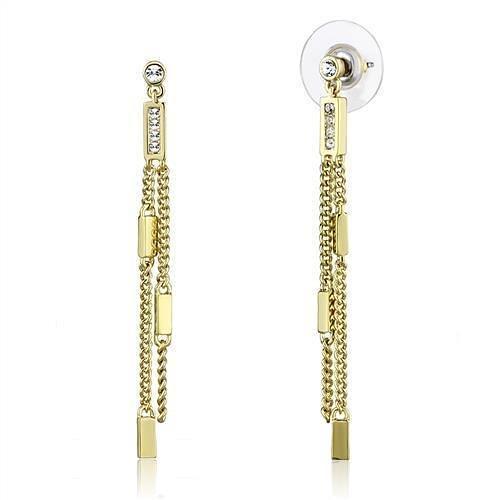 3W1203 - Gold Brass Earrings with Top Grade Crystal  in Clear
