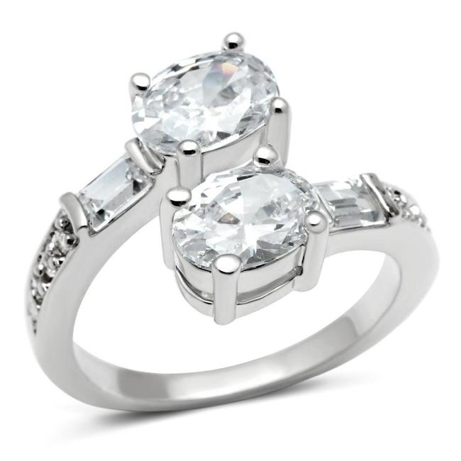 3W203 Rhodium Brass Ring with AAA Grade CZ in