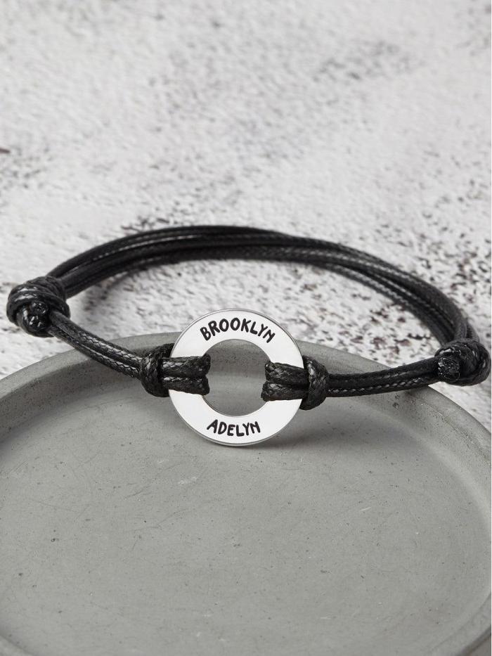 Adjustable Bracelet With Kids Names For Dad, Fathers Day Gift from Son