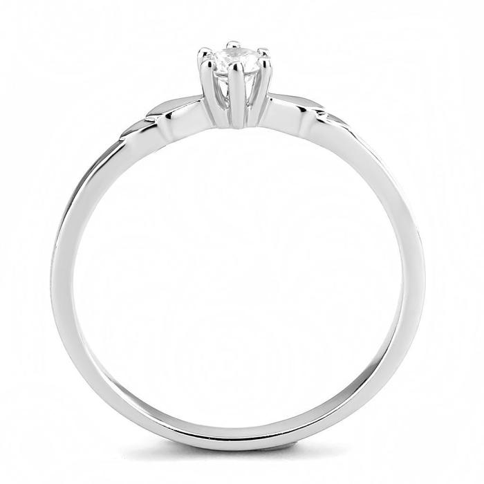 3W110 - Rhodium Brass Ring with AAA Grade CZ  in Clear