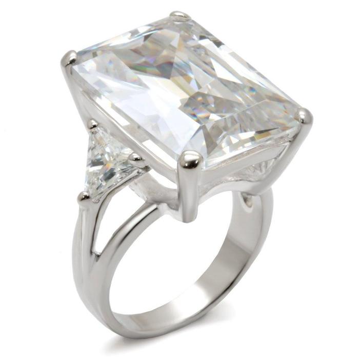 21214 - High-Polished 925 Sterling Silver Ring with AAA Grade CZ  in C