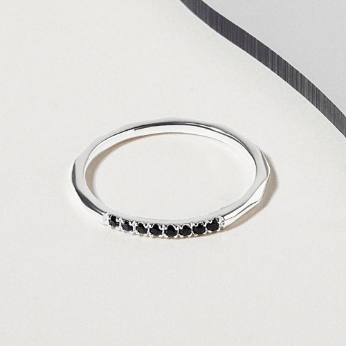 Black CZ Stone Ring, Silver Ring With Black CZ Stone, Women Jewelry