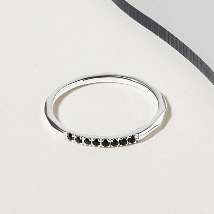 Black CZ Stone Ring, Silver Ring With Black CZ Stone, Women Jewelry