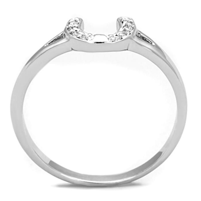 3W762 - Rhodium Brass Ring with AAA Grade CZ  in Clear