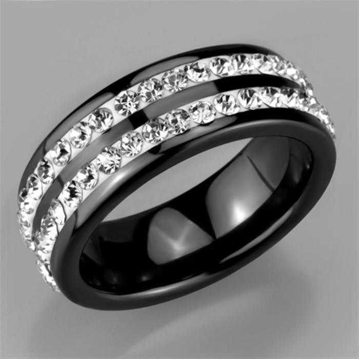 3W971 - High polished (no plating) Stainless Steel Ring with Ceramic