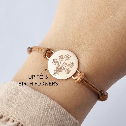 Combined Birth Month Flower Bracelet, Birthflower Gift,Mother Bracelet