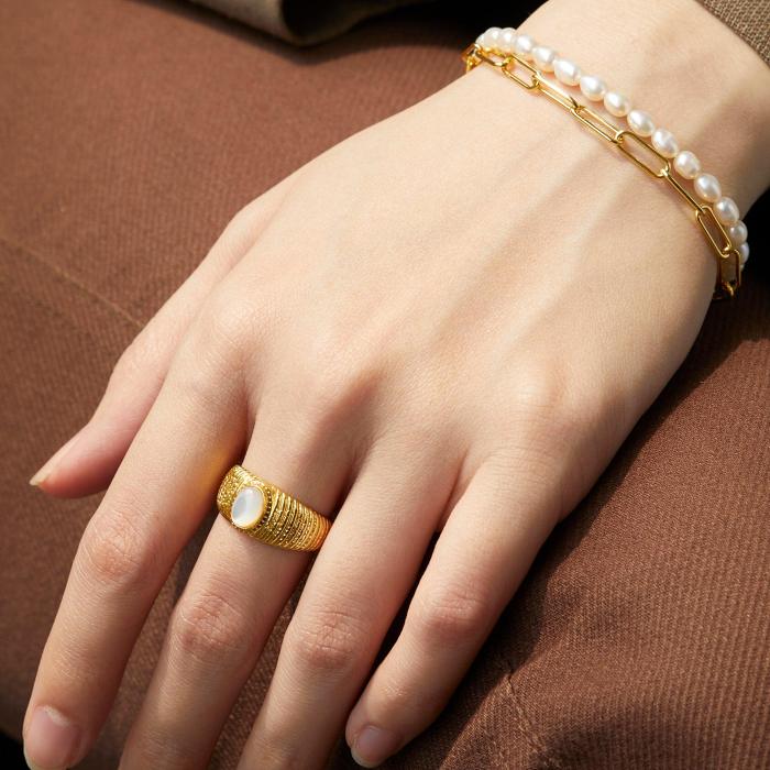 Boho Pearl Ring, Chunky Ring, Minimalist Ring For Women