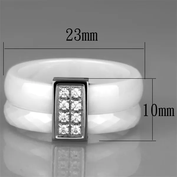 3W979 - High polished (no plating) Stainless Steel Ring with Ceramic
