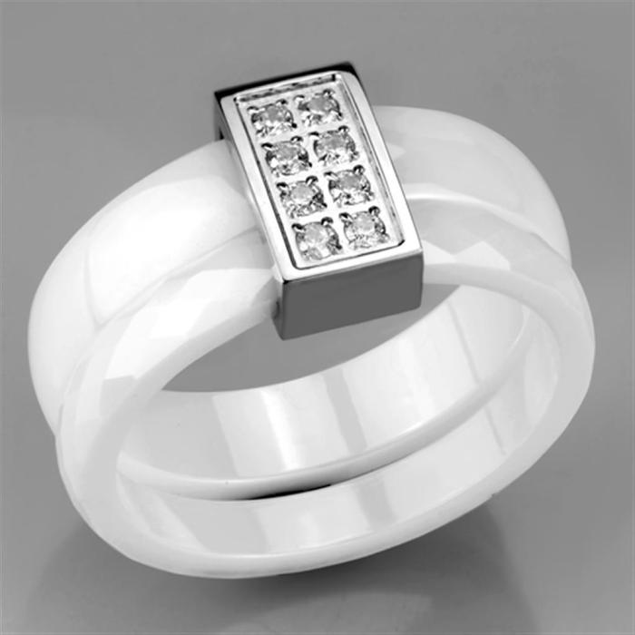 3W979 - High polished (no plating) Stainless Steel Ring with Ceramic