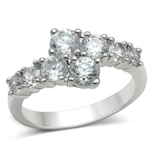 3W132 Rhodium Brass Ring with AAA Grade CZ in