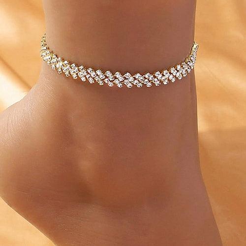 Beach Accessories Crystal Anklet for Women Gold/Silver