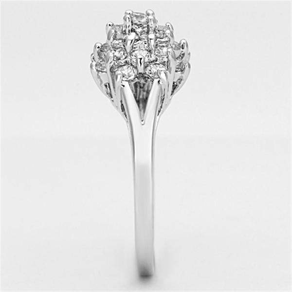 3W479 - Rhodium Brass Ring with AAA Grade CZ  in Clear