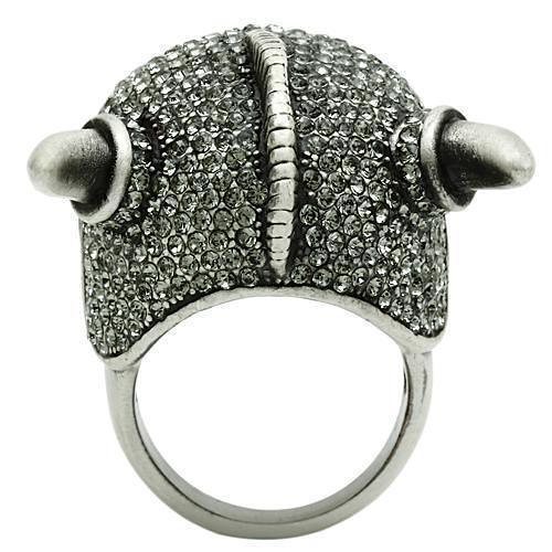 3W021 - Antique Silver White Metal Ring with Top Grade Crystal  in
