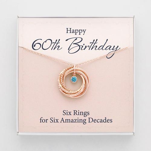 60th Birthday Gift For Woman, Birthday Gift For Mom, 6 Rings 6 Decades