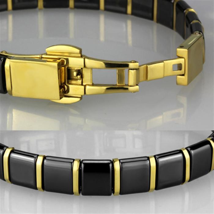 3W988 - IP Gold(Ion Plating) Stainless Steel Bracelet with Ceramic  in