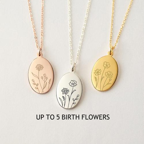 Birth Month Flower Necklace, Mom Necklace, Birth Flower Jewelry