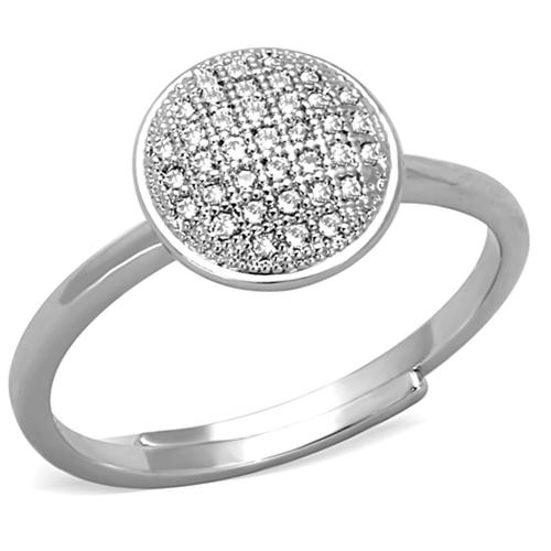 3W749 Rhodium Brass Ring with AAA Grade CZ in