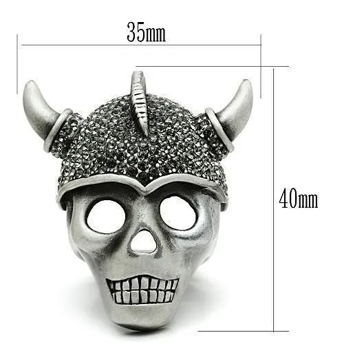 3W021 - Antique Silver White Metal Ring with Top Grade Crystal  in