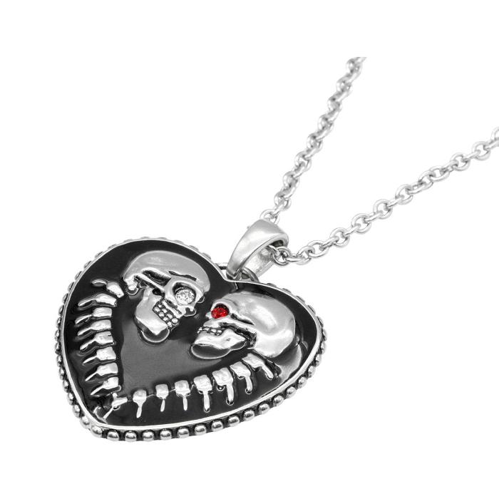 Bound For Eternity Skull Heart Necklace