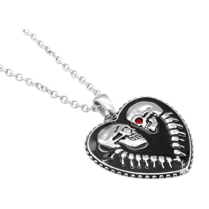 Bound For Eternity Skull Heart Necklace