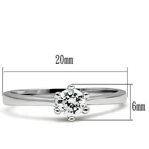 3W109 - Rhodium Brass Ring with AAA Grade CZ  in Clear