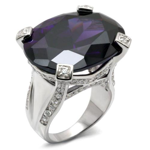 32926 - High-Polished 925 Sterling Silver Ring with AAA Grade CZ  in A