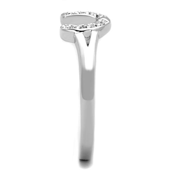 3W762 - Rhodium Brass Ring with AAA Grade CZ  in Clear