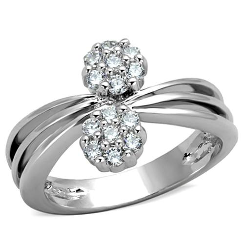 3W767 Rhodium Brass Ring with AAA Grade CZ in