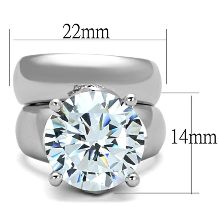 3W802 - Rhodium Brass Ring with AAA Grade CZ  in Clear