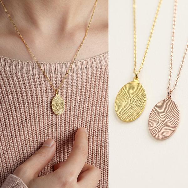 Actual Fingerprint Necklace Memorial Thumbprint Jewelry