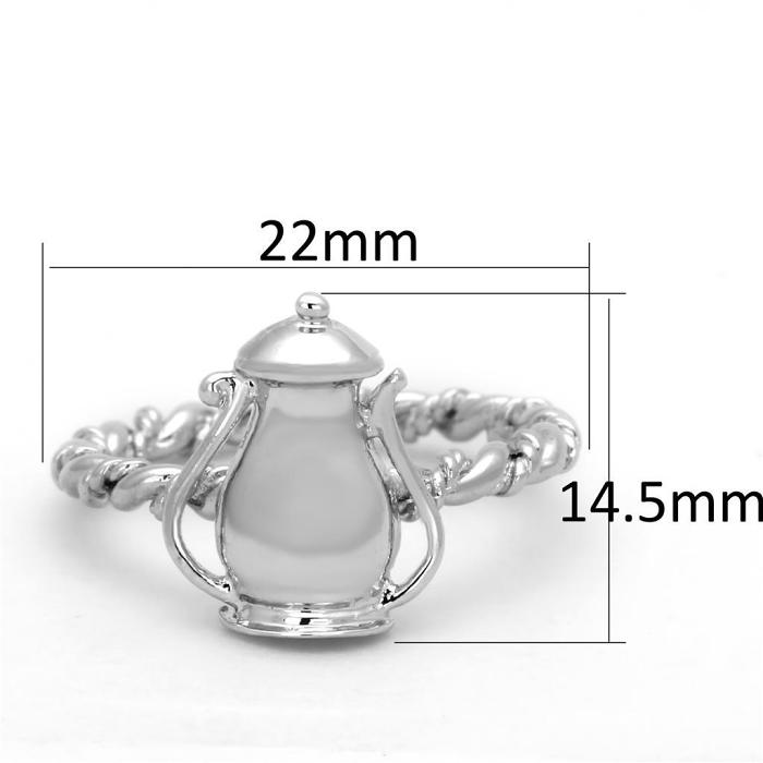 3W607 - Rhodium Brass Ring with No Stone