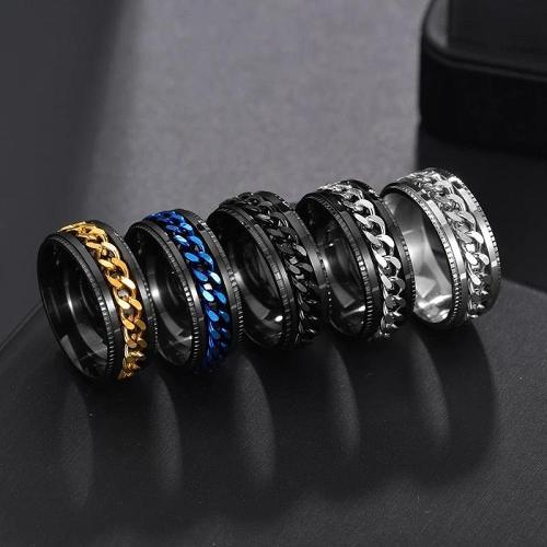 Cool Stainless Steel Rotatable Men Couple Ring High Quality Spinner Chain Rotable Rings Punk Women Man Jewelry for Party Gift