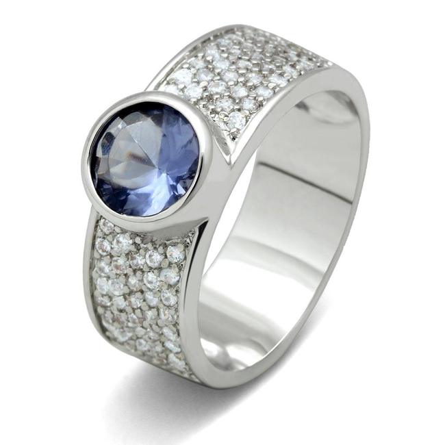 3W146 - Rhodium Brass Ring with Synthetic Synthetic Glass in Light Sap