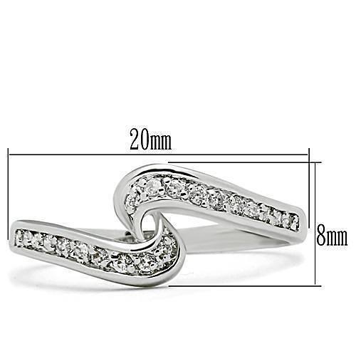 3W119 - Rhodium Brass Ring with AAA Grade CZ  in Clear