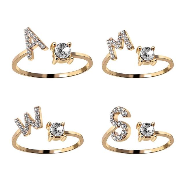 A-Z Letter Adjustable Opening Rings For Women Couple Alphabet Name Men Initials Ring Men Wedding Finger Jewelry anillos mujer