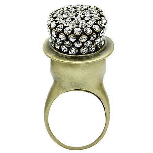 3W013 - Antique Copper White Metal Ring with Top Grade Crystal  in