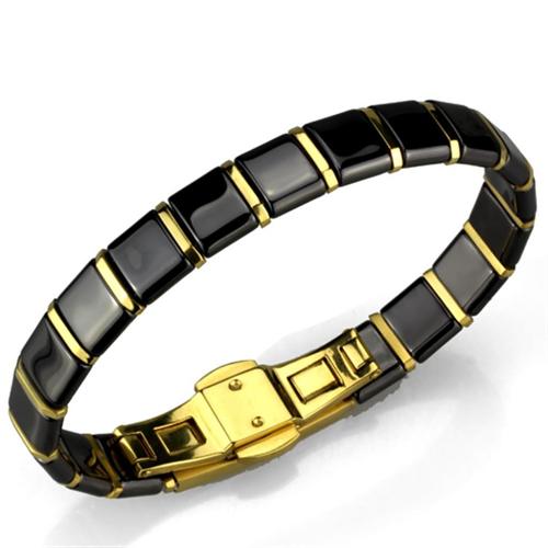 3W988 - IP Gold(Ion Plating) Stainless Steel Bracelet with Ceramic  in