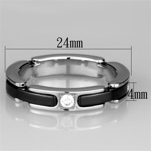 3W962 - High polished (no plating) Stainless Steel Ring with Ceramic